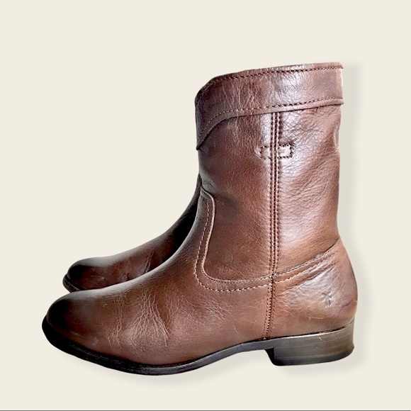 Frye Cara Roper Short Dark Brown PullOn Ankle Boot - Picture 10 of 15